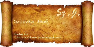 Szlivka Jenő névjegykártya