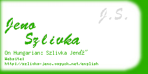 jeno szlivka business card